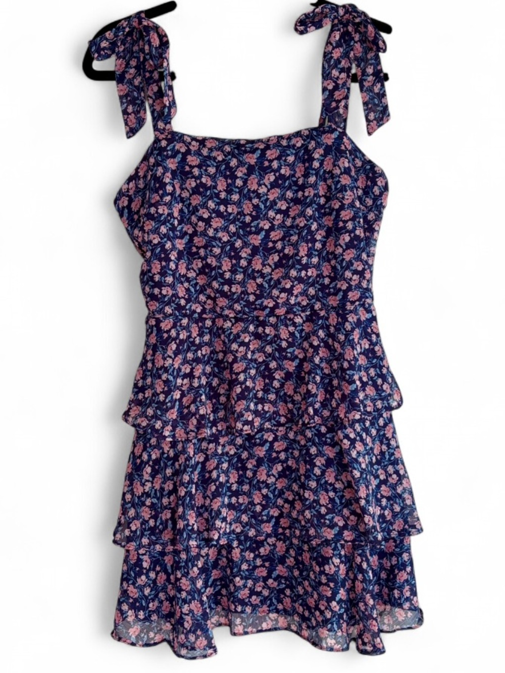 Altar'd State Tie Shoulder Ruffle Skirt Floral Mini Sundress Size M